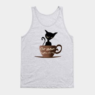 Black cat mother coffee lover Tank Top